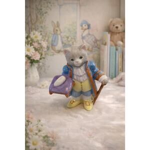 Vintage Kitty Cucumber Cat Figurine Slipper On Pillow Schmid 1985 B Shackman